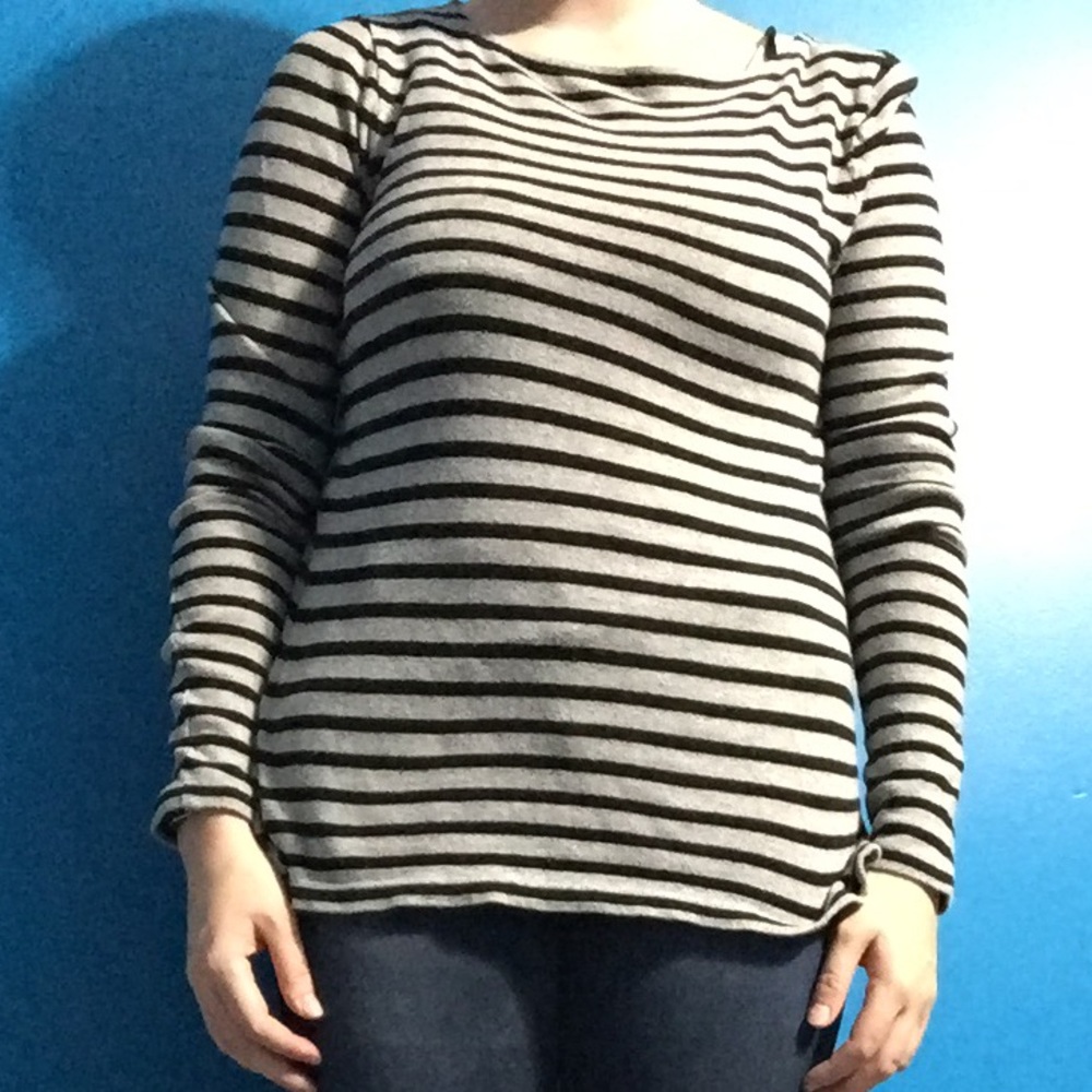 Black and grey striped long sleeve shirt